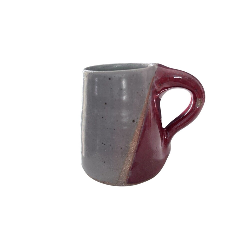 Hand Thrown Studio Art Pottery  Coffee Tea Mug Cup Gray Heavyweight Unmarked
